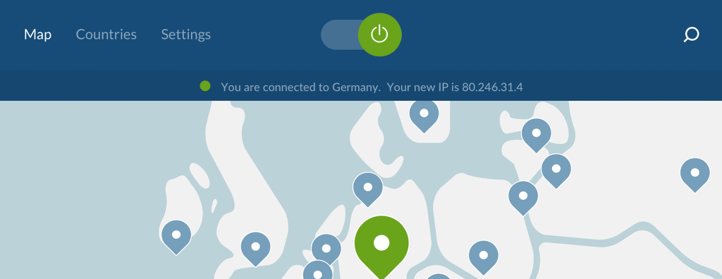 Ein Screenshot von NordVPN