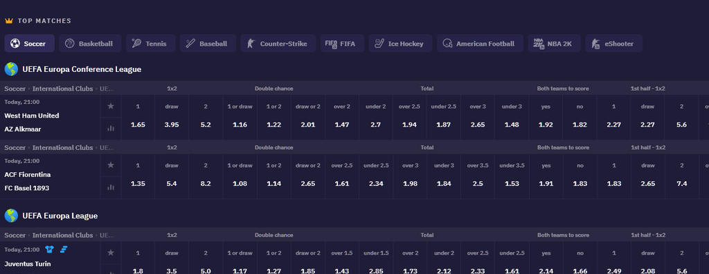 Screenshot der Roobet-Sportwetten-Homepage