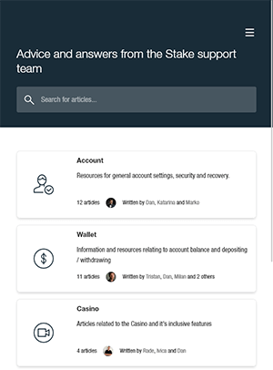 Das ausgezeichnete Hilfecenter von Stake